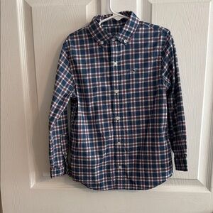 Vineyard Vines Performance Kids' Red and Blue Plaid Button Down Shirt